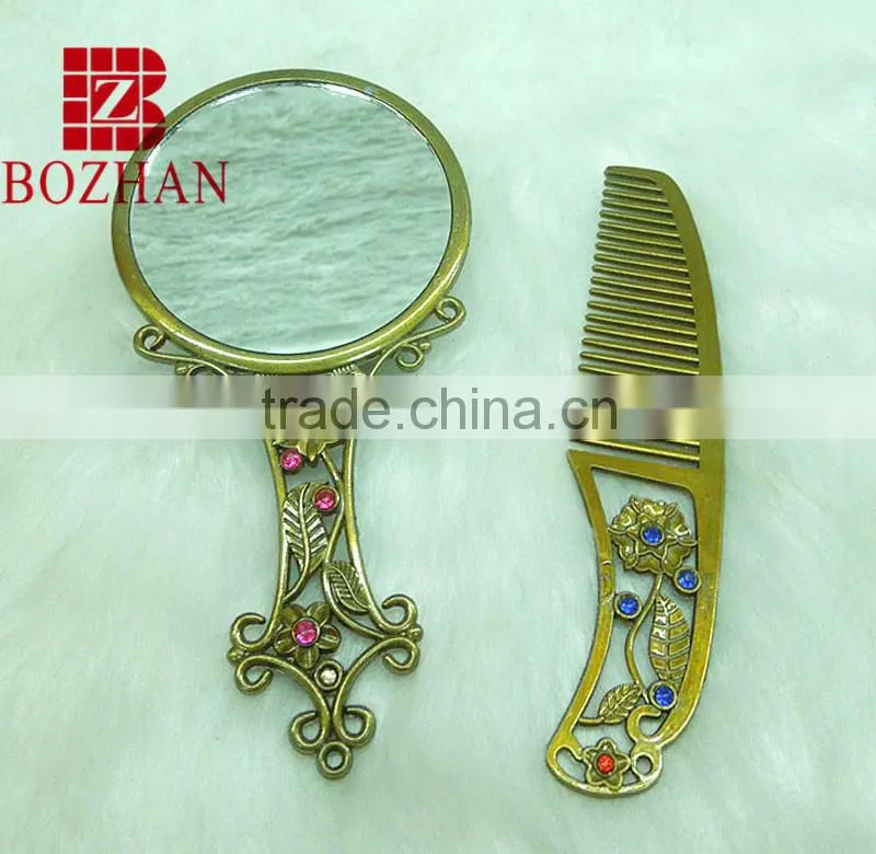 Charms rhinestone makeup mirror set