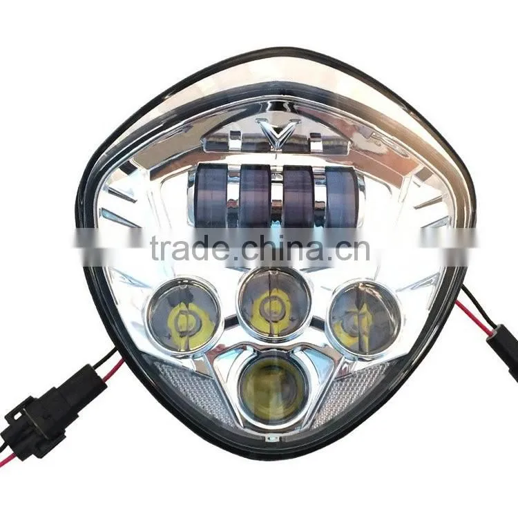 Black/Chrome LED Headlight 40W Front Driving Lamp IP67 6000K Lights For Victory Motorcycle Cross Country Cross Roads Models