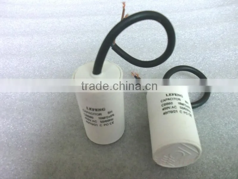 white plastic round case cbb60 mfd ac capacitor