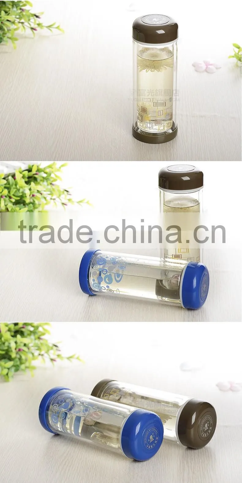 Heat Resistance Double Wall Glass Bottle Dual Insulated White Glass Bottle