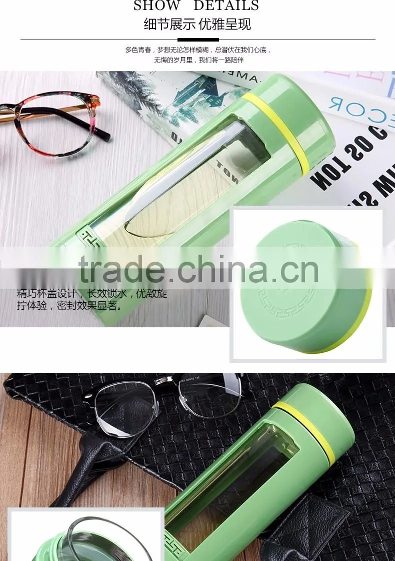 Silicone Sleeve Clear Glass Water Bottle With Fruit Infuser