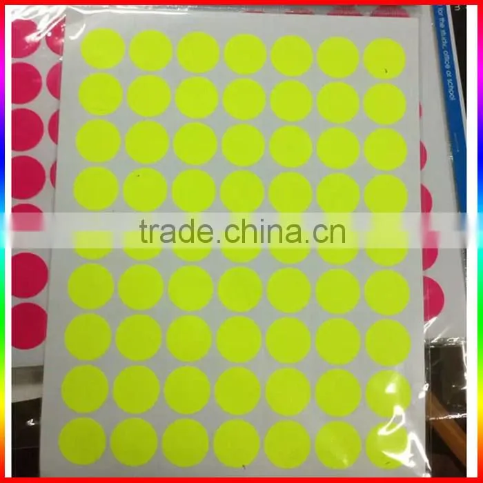 fluorescence magenta and green paper sticker in rectangle