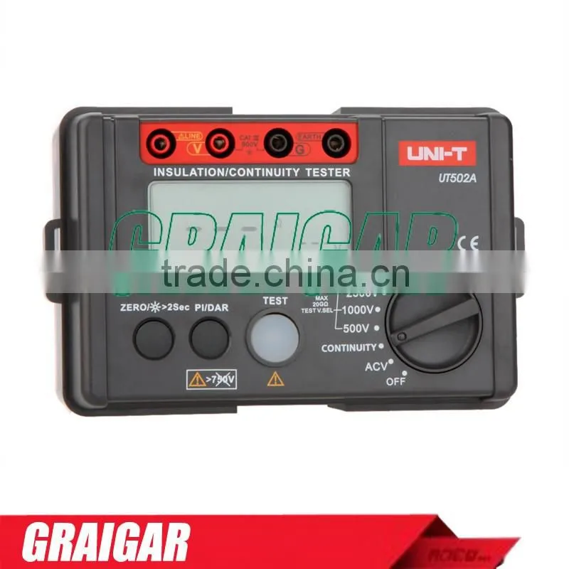 2500V Digital Insulation Resistance Meter Tester Megohmmeter Highly Voltmeter Continuity Tester w/LCD Backlight UNI-T UT502A