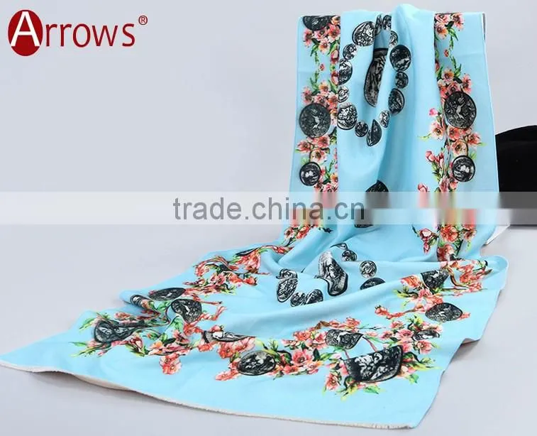 2016 New Design 100% Arcylic Women Ladies Winter Scarf Shawls Wrap Printed Coins and Floral Pattern Tassel