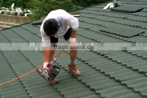 Colorful stone coated metal roofing tiles of construction materials