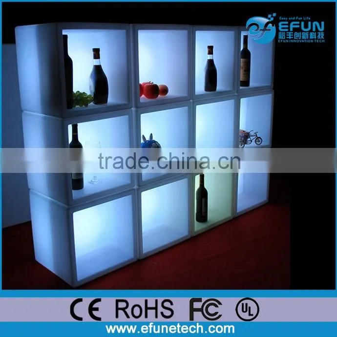 DIY led color changing illuminated wine display cabinet bar cube wall shelf