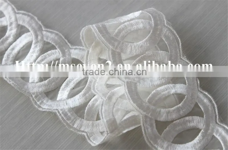 good sale circle pattern silk white polyester embroidery lace for clothing