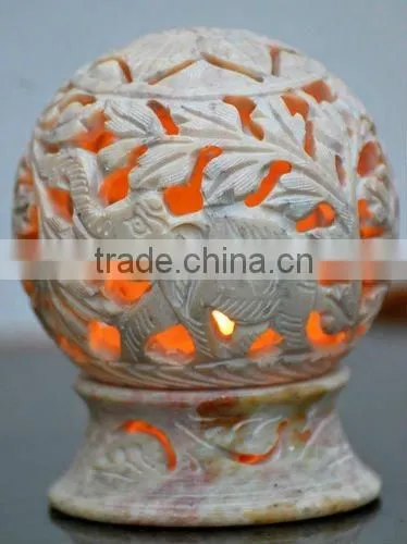 hand carved soap stone candle holder-lantern