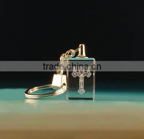 lasered cross crystal keyring business gift wholesale