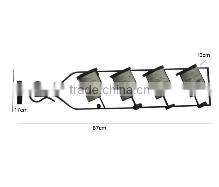 2015 hot selling Wall mount wine rack holds 4 bottles for home