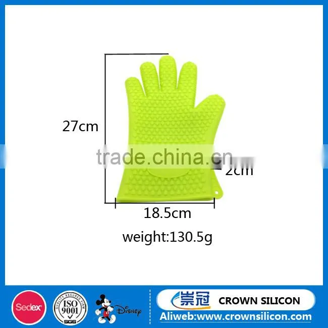 Low MOQ silicone heat resistant gloves/silicone oven mitts for oven cooking/silicone bbq baking gloves