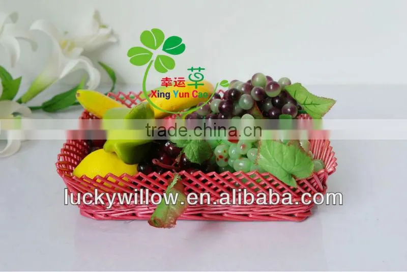 graceful rectangle red willow bread basket