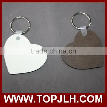 Fashion sublimation MDF keychain with heart shaped,blank DIY keyring