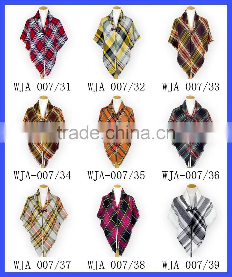 Wholesale Blanket Scarf Check Print Shawl Warm Cotton Cape Shawl
