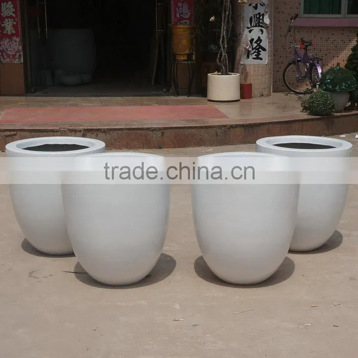 Modern white fiberglass vase pot