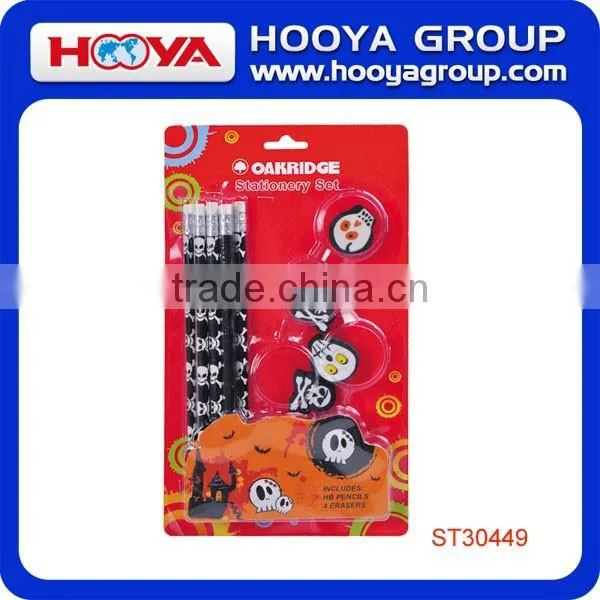Hot Wholesales 12pcs Stationery Set include 8pcs Pencil and Eraser for School Promotion
