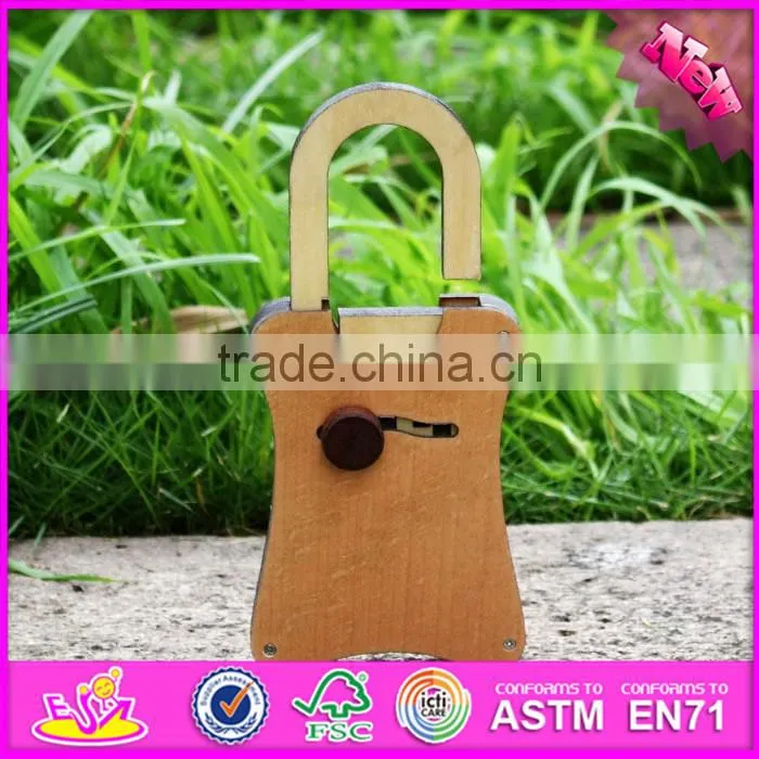 2016 new product kids wooden lock toy, top fashion children wooden lock toy W02A168