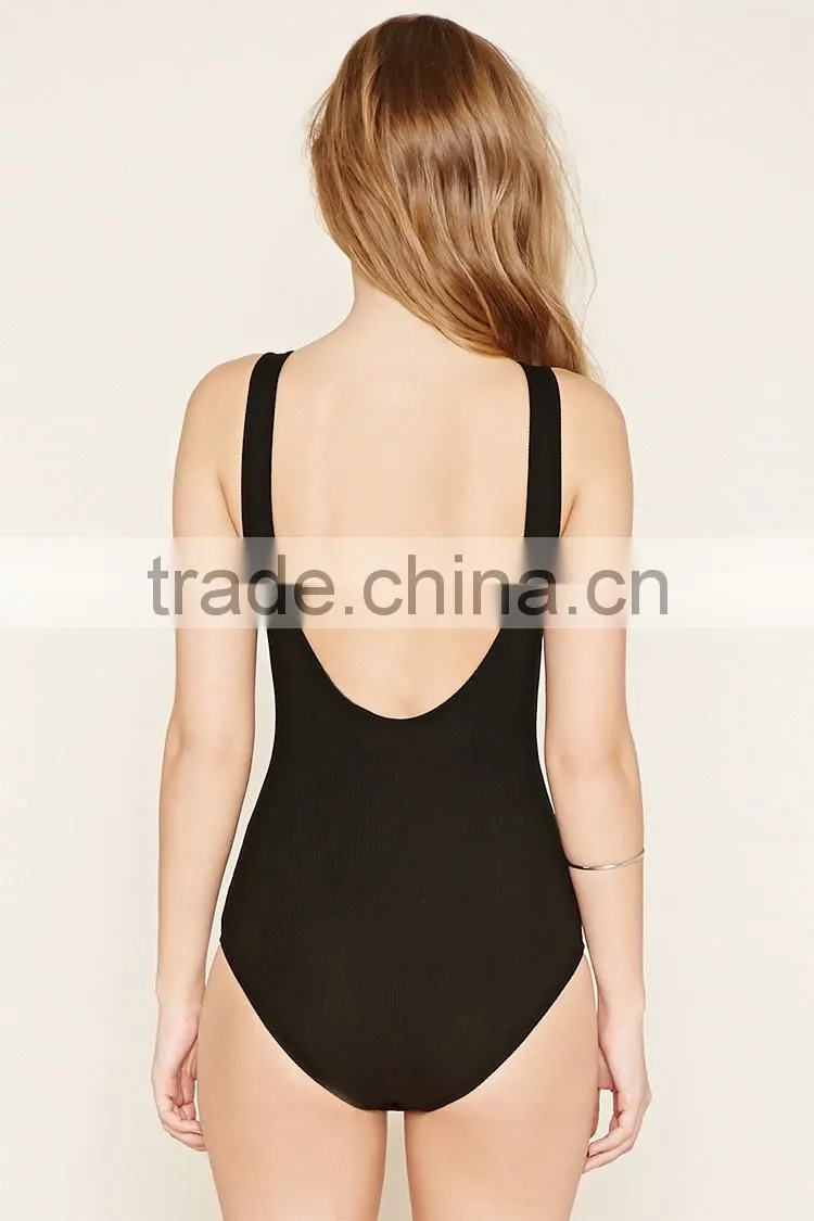 Thong Leotard Women Sleeveless O-Neck Deep Scoop Back Ribbed Dance Leotard For Sale