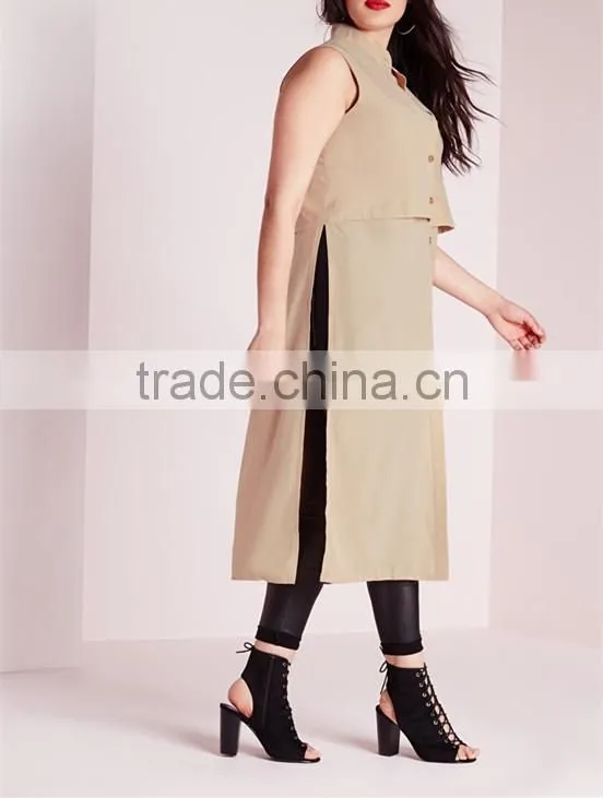 Wholesale plus size clothing 2016 fancy buttons tunic top HST3701