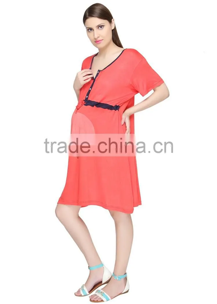 OEM red cotton maternity sleepwear dresses cheap maternity sleepwear