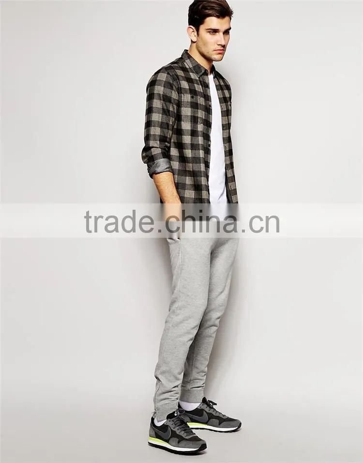 Mens slim fit blank jogger pants with zippered hem wholesale blank jogger pants