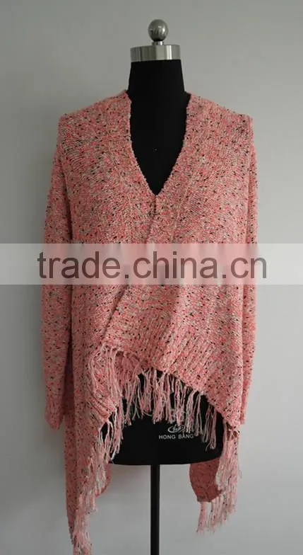2014 Fashion ladies fancy knitted poncho cardigan
