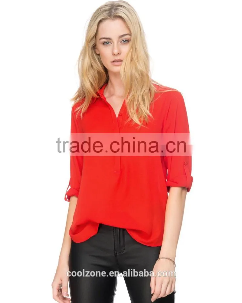 Relaxed fit classic shirt colloar ladies office shirt elegant office clothing
