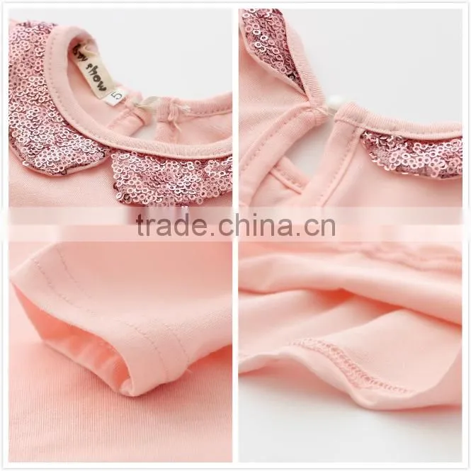 Wholesale Sequins Long Sleeves Cotton latest Baby Girsl Fancy Top Design