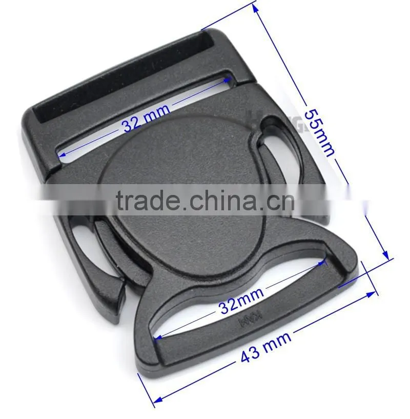 HLD/M312-32mm 1.25inch black plastic buckles adjustable splice clip buckle crab-sahpe backpack webbing strap