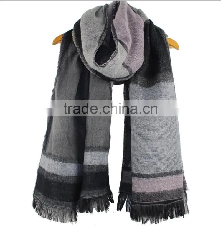 Colorful 100% Acrylic shawl stole Winter Geometric border Korean SCARF RL-206