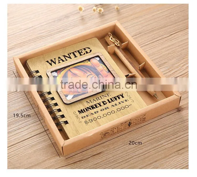 One Piece Luffy Cartoon Wooden Birthday Gift Anime Notebook For Student