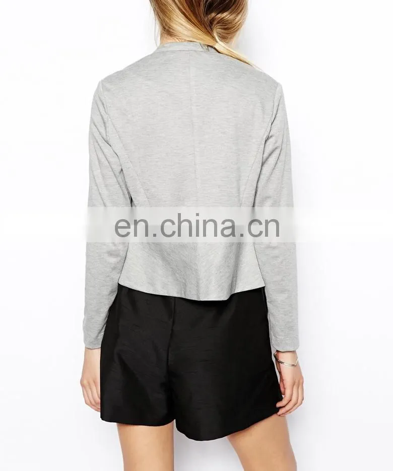 Top Fashion autumn winter ladies formal jacket without button (NTF04137)