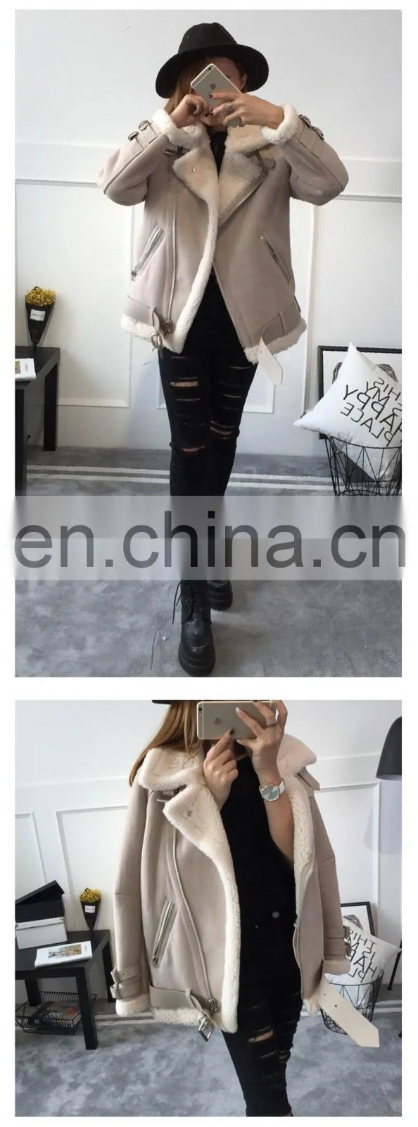 Excellent Quality Winter Warm Lamb Skin Leather Jacket