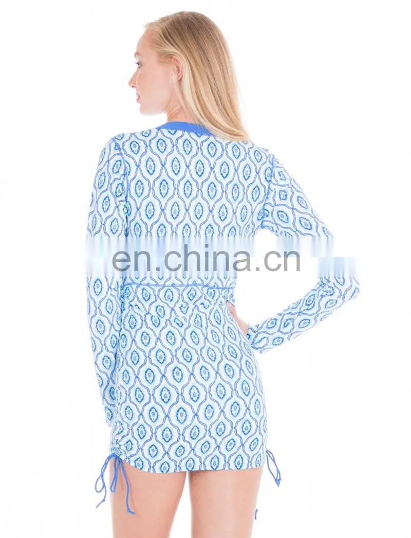 2017 OEM China Supplier One Piece Dress Style Long Sleeve Rashguard With Zip For Women