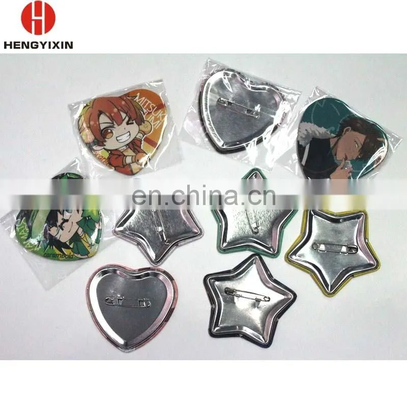Disney & Sedex Audited Factory Direct Selling Heart Star Shape Tin Button Badge