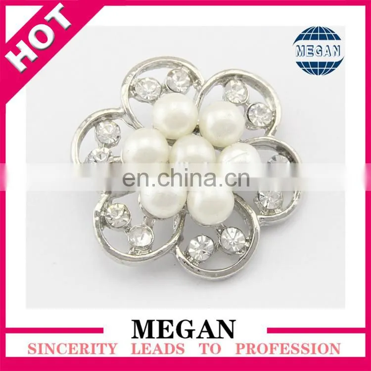 Fashion flat back crystal pearl button for wedding invitation