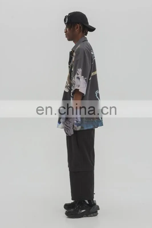 Diznew Custom Short Sleeve Men Beach Casual Party Printed Polyester Shirt Mens Print Patterned Shirt Button Up Shirts