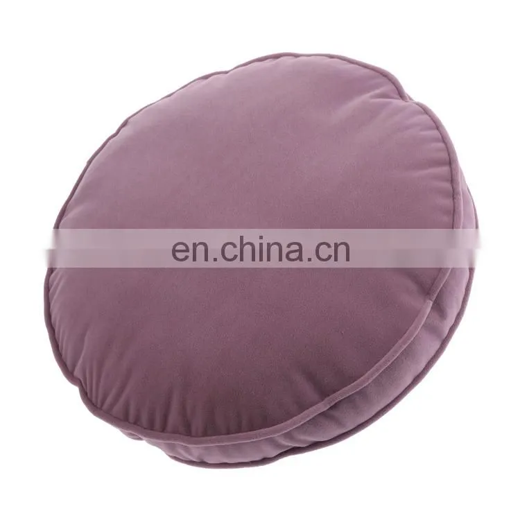 Round Comfortable Soft Taro Solid Color Purple Sofa Decorative Pillow Chair Cushion with Piping