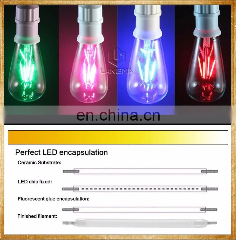RGB dimmable remote Color Changing Lamp Bulb 220V RGB ST64 ST21led filament color smart bulb