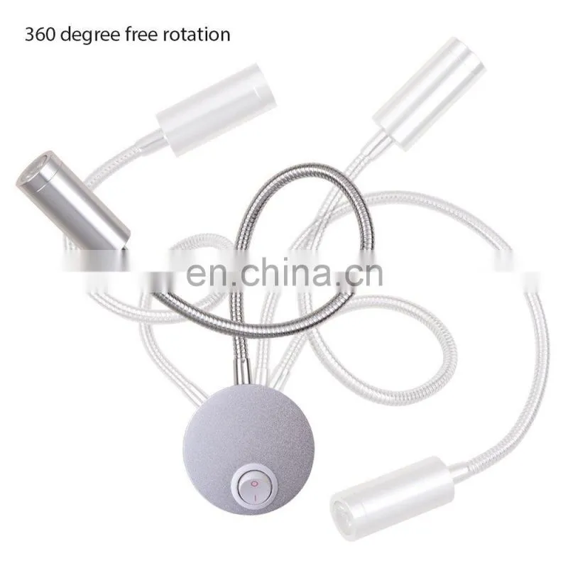 Hotel Home Bed Reading Light 3W Wall Mounted With On/Off Switch Warm Flexible Snake LED Reading Lamp