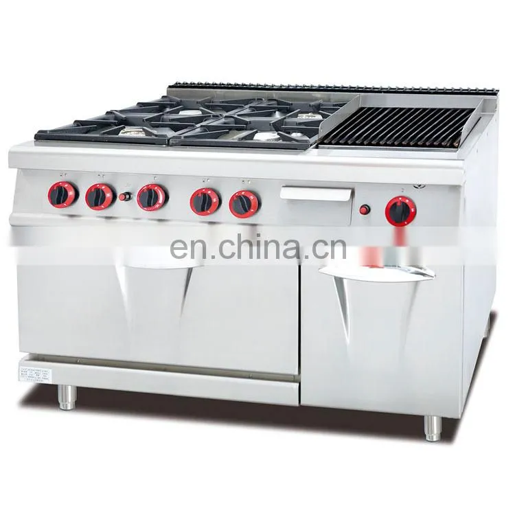 High quality Industrial gas cooking range with 4-burner &oven and griddle for hotel