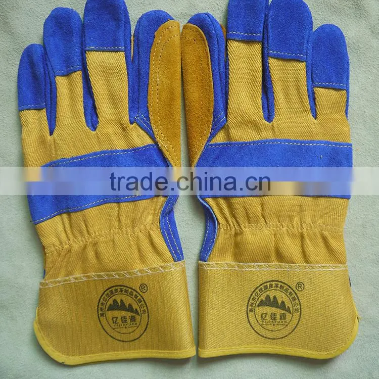 Reinforcement palm leather working gloves, industrial and mechanic gloves with CE standard