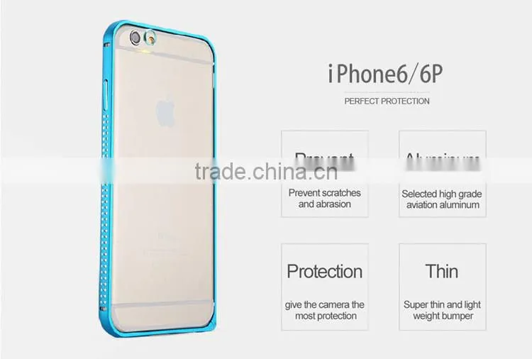 Hot sale Bulk Shine Diamond Aluminum Case for iPhone 6 Bumper Case
