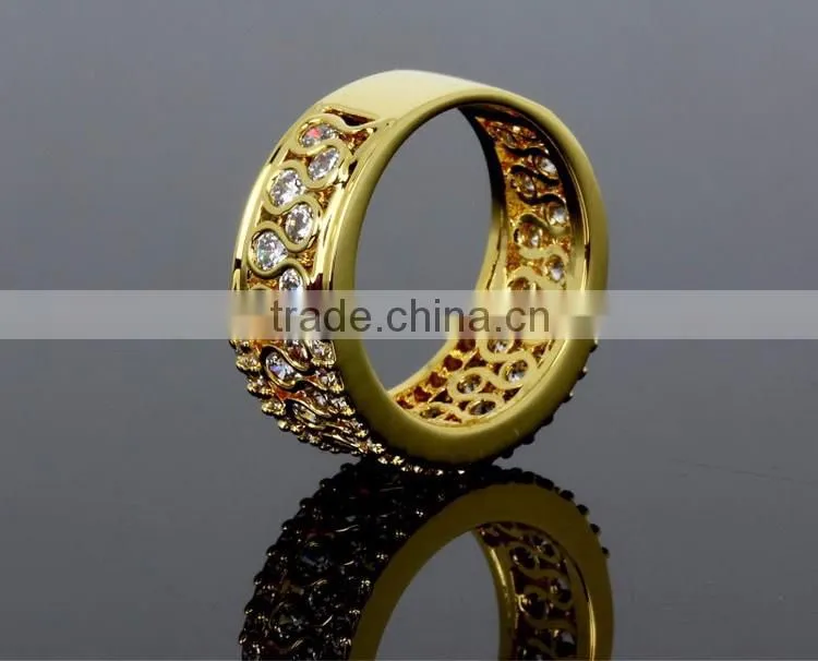 Grand Luxury Clear Zircon Crystals Gold Platinum Jewlery Ring Wedding Band