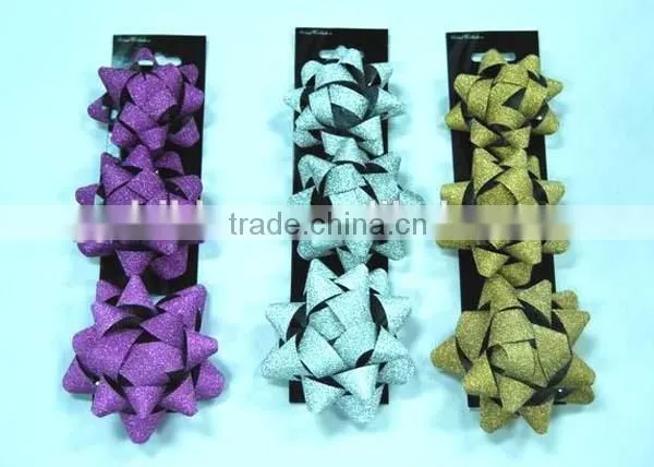 black per-make plastic ribbon star bows for gift packing festival decorative