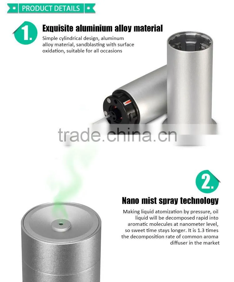 Remote control aluminium humidifier aroma diffuser/ 100ml mini time display aromatherapy essential oil diffuser YK5291