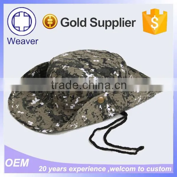 Custom Blue Camo Fishing Hats For Men / Wholesale Bucket Hat With String