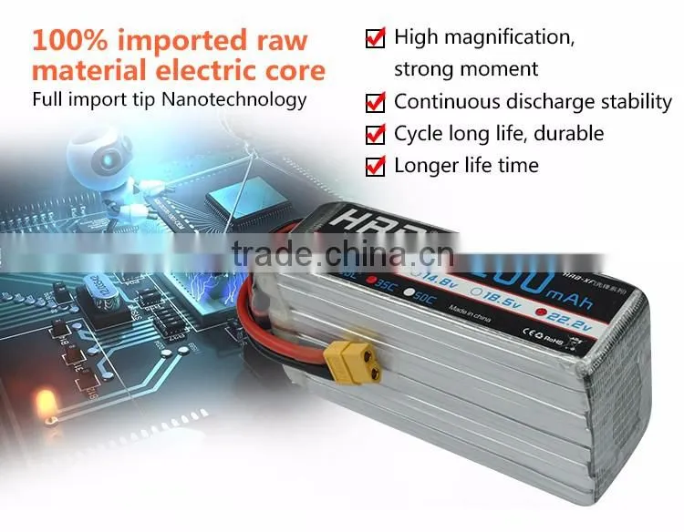 HRB 6S 22.2V 30C 5200mah lithium polymer lipo battery for RC Hobby Drone Car Boat