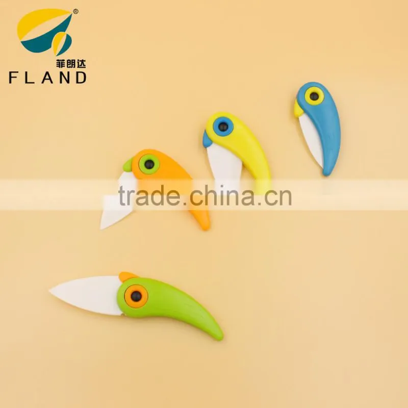 New arrival interesting colour ABS handle ceramic blade bird shaped knife