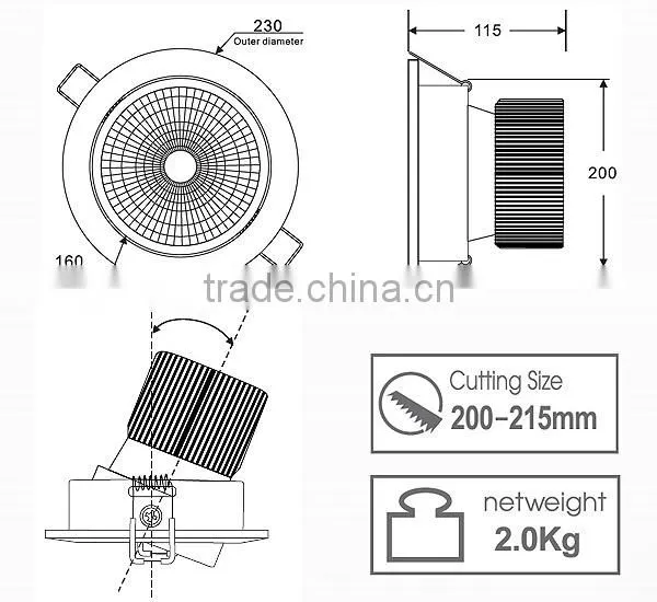 wholesale 3 years warranty cob downlight 50w 6300lm